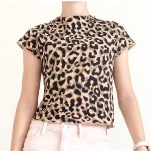Cheetah print lettuce edge crop top